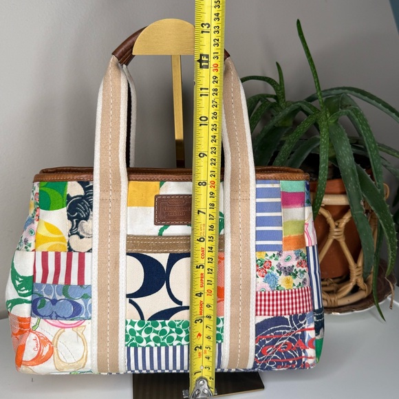 Coach Patchwork Tote Bag Canvas Multicolor Hamptons Legacy Y2K Shoulder Purse - Picture 11 of 13